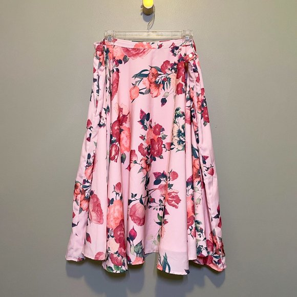 Modcloth Floral A-Line Skirt - Pink and Red - Picture 2 of 11